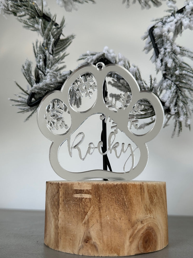 Personalised Mirrored Acrylic Christmas Reindeer and Trees Bauble | Premium | Xmas | Festive | Season