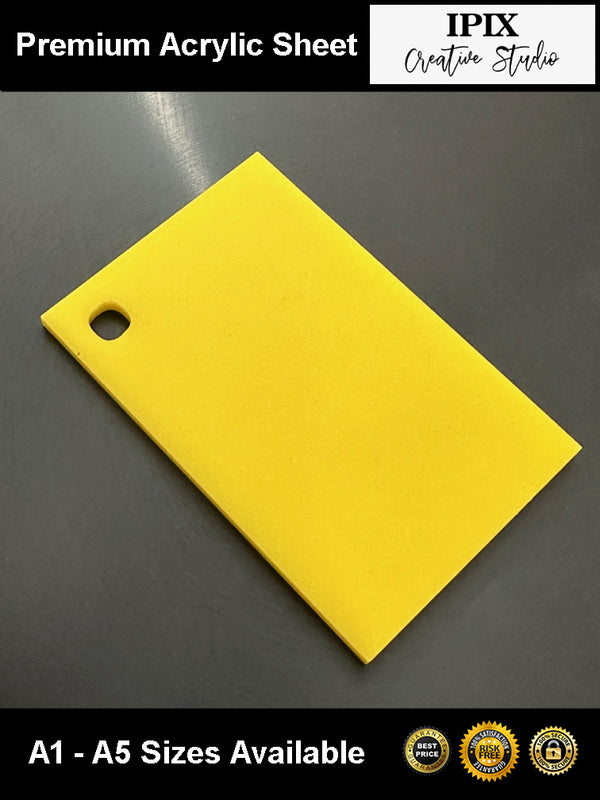 3mm Yellow Acrylic Sheet | A5 - A1 Sizes | Perspex | Sheet