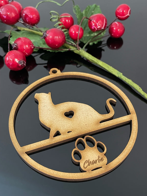PERSONALISED ABSYNNIAN CAT CHRISTMAS BAUBLE ORNAMENT | HANGER | DOCORATION | XMAS | CUSTOM | PLYWOOD