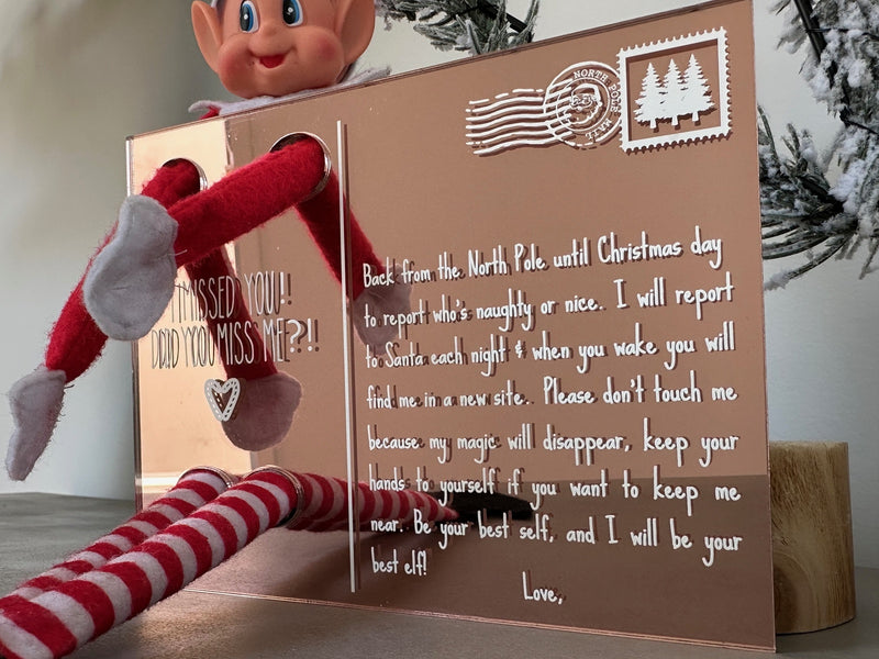 Elf on the Shelf Personalised Mirrored Acrylic Christmas Sign | Premium | Xmas | Gift | Festive | Season