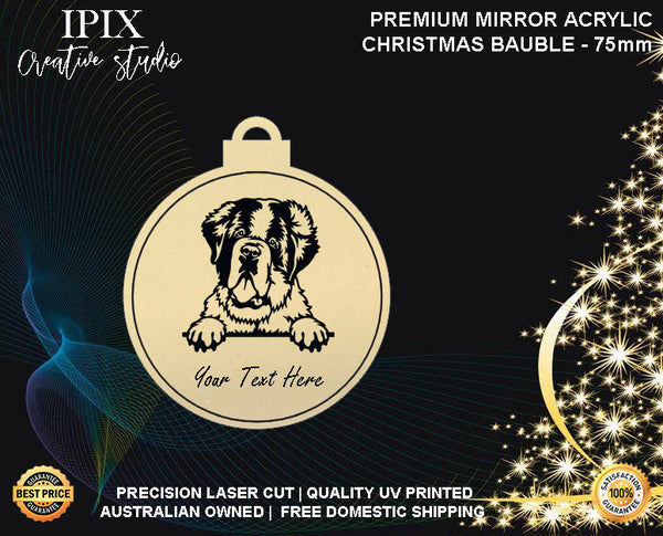 Personalised Acrylic Christmas Dog Bauble - ST BERNARD | Premium | Xmas | Pet | Festive | Season