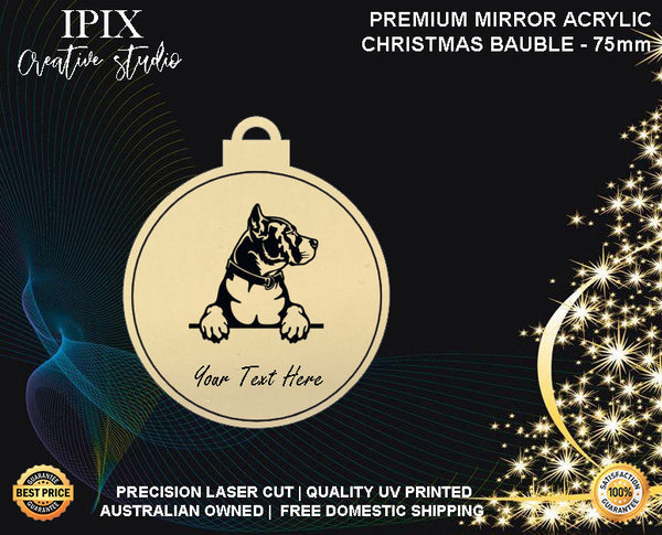 Personalised Acrylic Christmas Dog Bauble - AMERICAN STAFFORDSHIRE TERRIER #2 | Premium | Xmas | Pet | Festive | Season