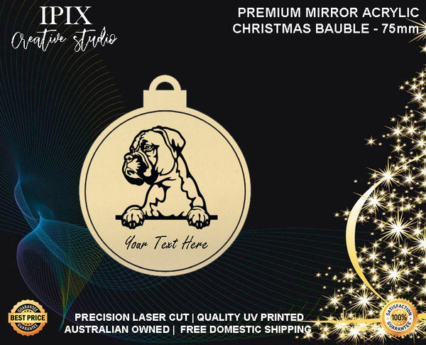 Personalised Acrylic Christmas Dog Bauble - BOXER | Premium | Xmas | Pet | Festive | Season