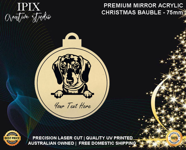 Personalised Acrylic Christmas Dog Bauble - DASCHUND #1 | Premium | Xmas | Pet | Festive | Season