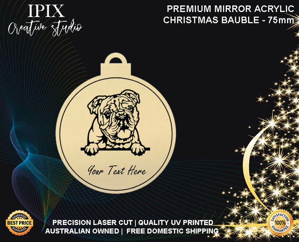 Personalised Acrylic Christmas Dog Bauble - ENGLISH BULLDOG | Premium | Xmas | Pet | Festive | Season