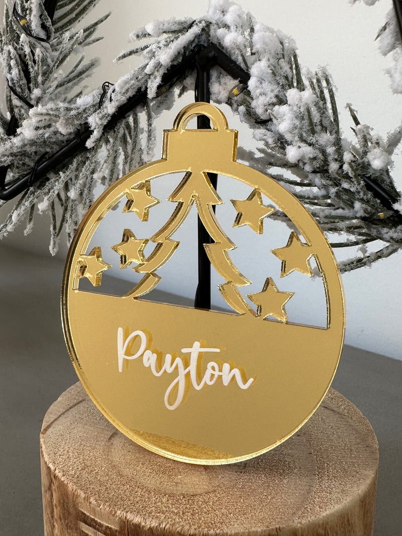 Personalised Mirrored Acrylic Christmas Tree Bauble | Premium | Xmas | Gift | Festive | Season