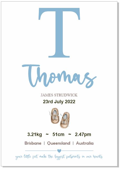 Personalised Framed Baby Boy Announcement #2