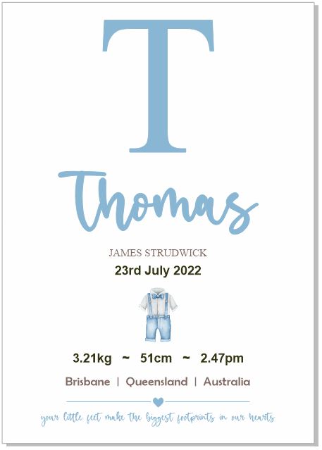 Personalised Framed Baby Boy Announcement #3