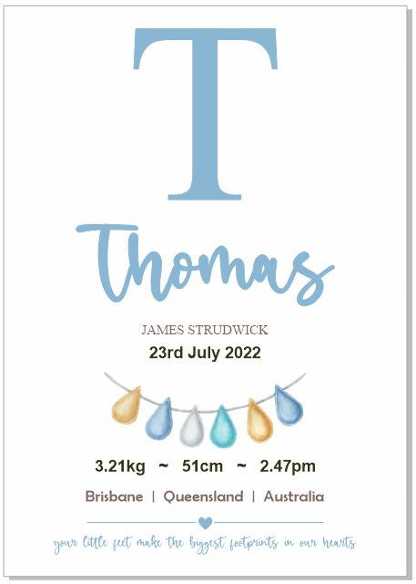 Personalised Framed Baby Boy Announcement #4