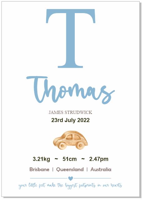 Personalised Framed Baby Boy Announcement #5