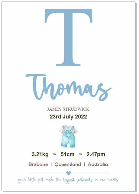 Personalised Framed Baby Boy Announcement #6