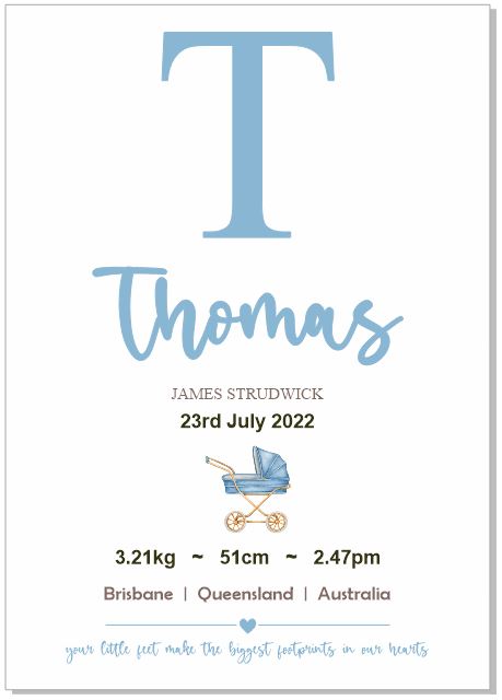 Personalised Framed Baby Boy Announcement #7