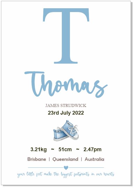 Personalised Framed Baby Boy Announcement #8