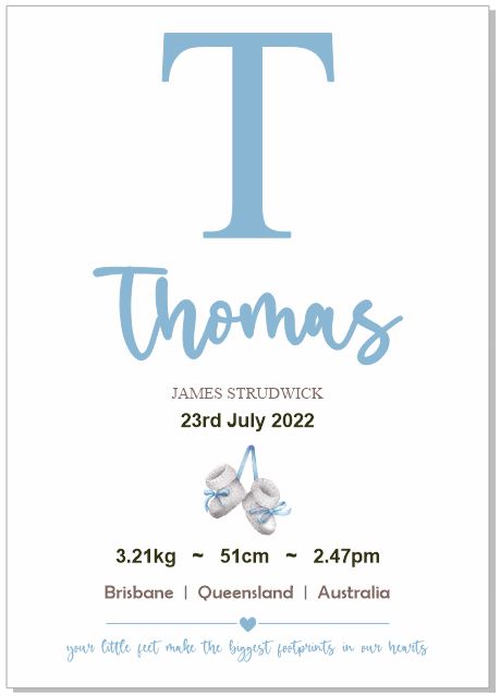 Personalised Framed Baby Boy Announcement #12