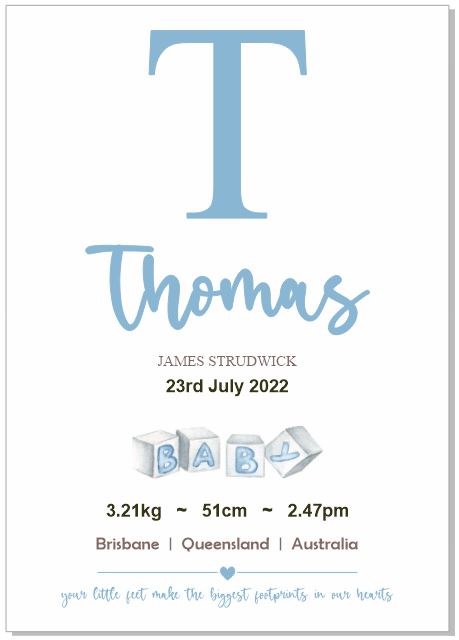Personalised Framed Baby Boy Announcement #14