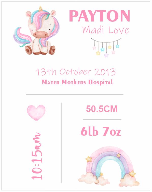 Personalised Framed Baby Girl Announcement #4