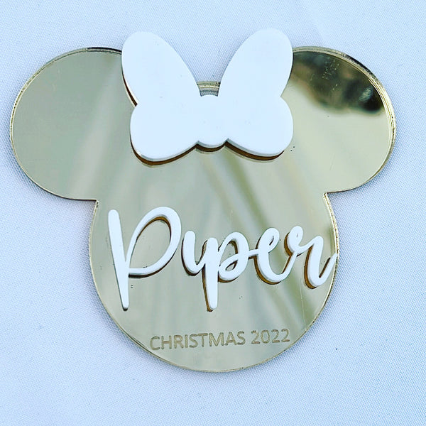 Personalised Christmas Bauble #1  (Gold/White)