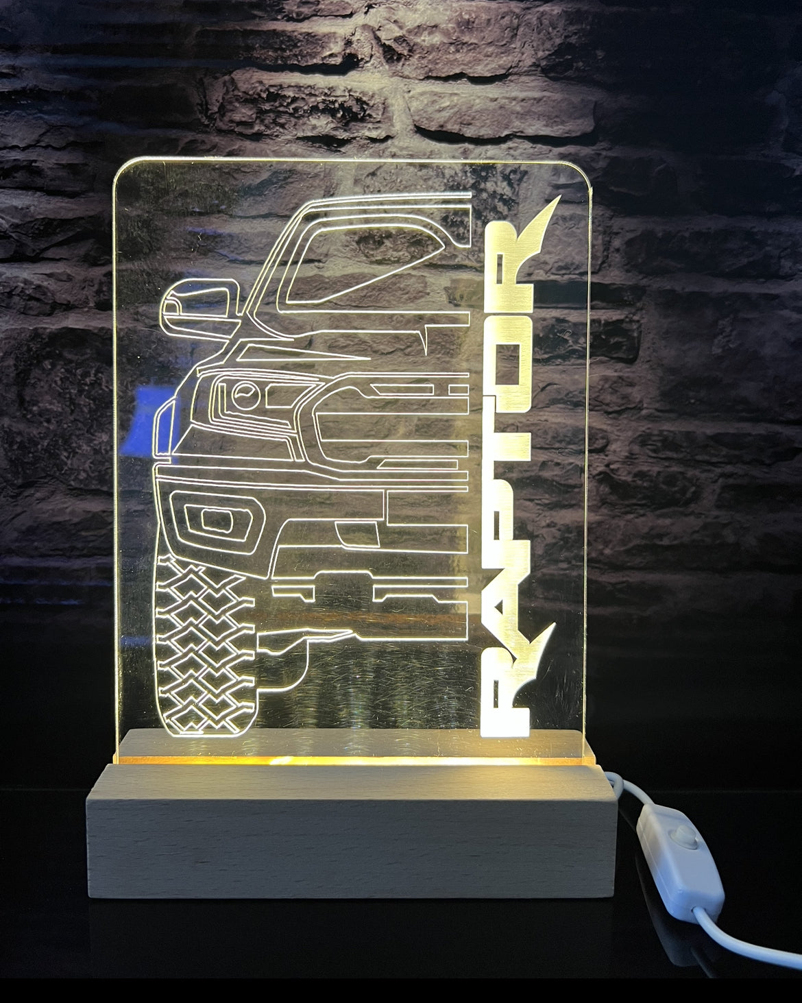 FORD RAPTOR LED LIGHT SIGN 215MM X 150MM | USB POWER | RANGER | MAN CA