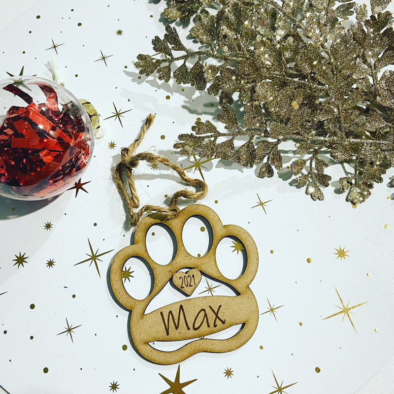 PERSONALISED DOG PAW CHRISTMAS ORNAMENT | HANGER | DOCORATION | XMAS | CUSTOM | SEASON