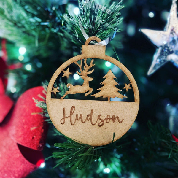 PERSONALISED CHRISTMAS BAUBLE ORNAMENT | HANGER | DOCORATION | XMAS | CUSTOM | PLYWOOD | #10