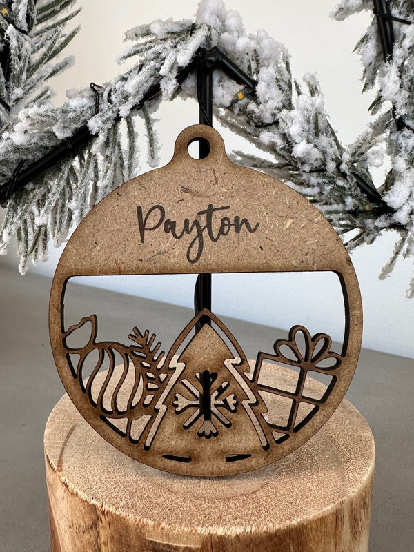 PERSONALISED CHRISTMAS BAUBLE ORNAMENT | HANGER | DOCORATION | XMAS | CUSTOM | PLYWOOD | #22