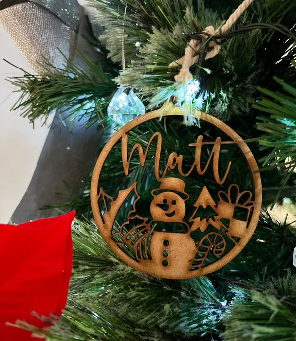 PERSONALISED CHRISTMAS BAUBLE ORNAMENT | HANGER | DOCORATION | XMAS | CUSTOM | PLYWOOD | #23