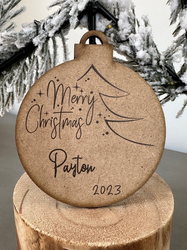 PERSONALISED CHRISTMAS BAUBLE ORNAMENT | HANGER | DOCORATION | XMAS | CUSTOM | PLYWOOD | #49E