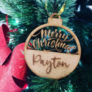PERSONALISED CHRISTMAS BAUBLE ORNAMENT | HANGER | DOCORATION | XMAS | CUSTOM | PLYWOOD |