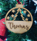 PERSONALISED CHRISTMAS BAUBLE ORNAMENT | HANGER | DOCORATION | XMAS | CUSTOM | PLYWOOD |
