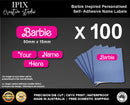 100 x Barbie Inspired Kids School Stationary Name Labels | 50mm x 15mm | Book | Personalised | Sticker | Decal