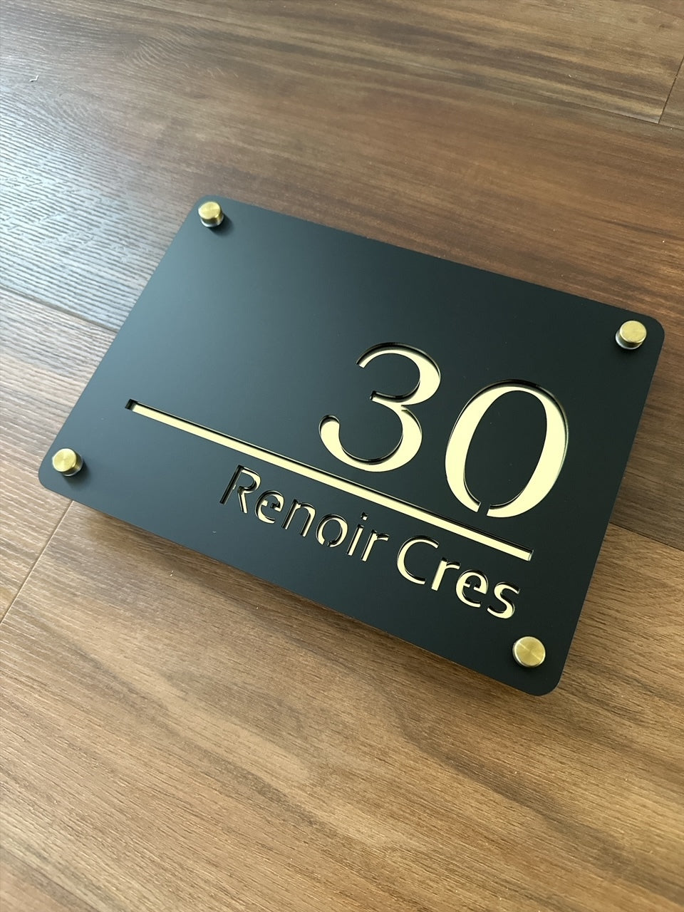 Luxe Dual Layer House Sign - Mirrored Acrylic 250mm x 180mm with Stand