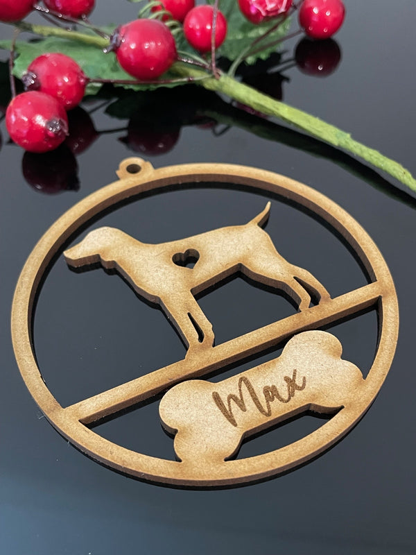 PERSONALISED GERMAN POINTER CHRISTMAS BAUBLE ORNAMENT | HANGER | DOCORATION | XMAS | CUSTOM | PLYWOOD