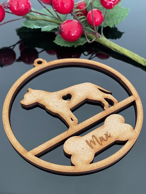 PERSONALISED PIT BULL CHRISTMAS BAUBLE ORNAMENT | HANGER | DOCORATION | XMAS | CUSTOM | PLYWOOD