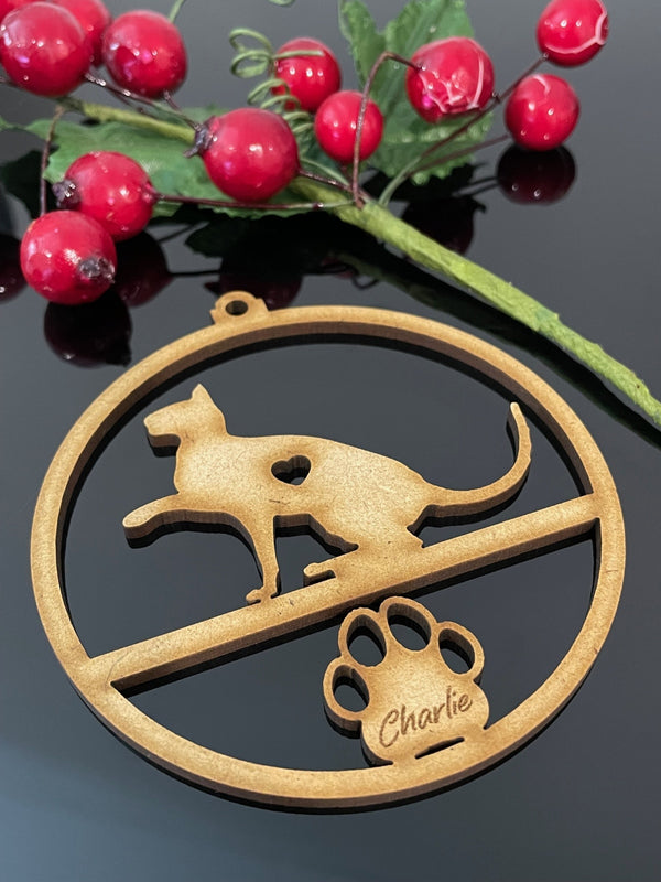 PERSONALISED ORIENTAL CAT CHRISTMAS BAUBLE ORNAMENT | HANGER | DOCORATION | XMAS | CUSTOM | PLYWOOD