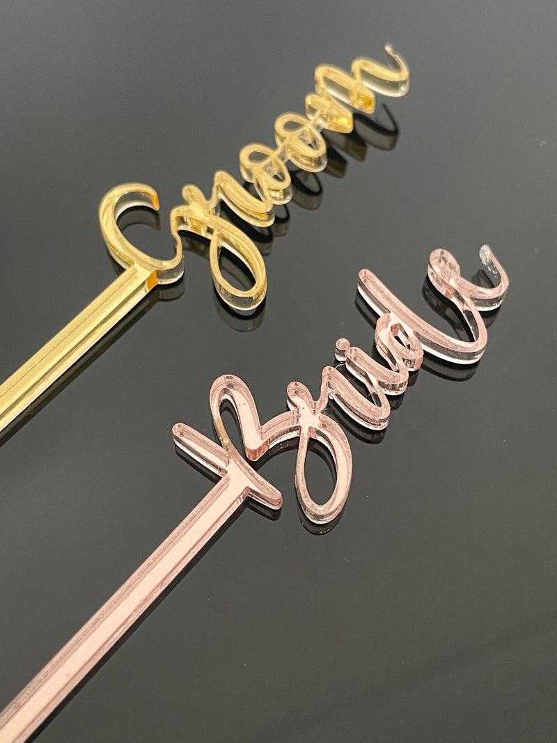 Bride & Groom Drink Stirrers | Wooden | Acrylic | Custom