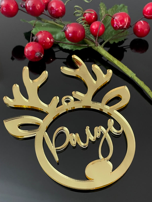 Personalised Christmas Reindeer Bauble #7A