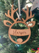 PERSONALISED CHRISTMAS REINDEER ORNAMENT | DECORATION | XMAS | CUSTOM | PLYWOOD | SEASON |