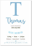 Personalised Framed Baby Boy Announcement