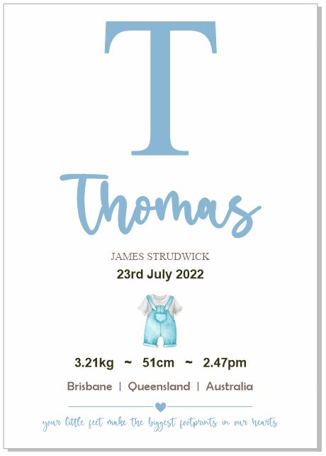 Personalised Framed Baby Boy Announcement