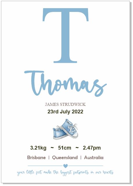 Personalised Framed Baby Boy Announcement